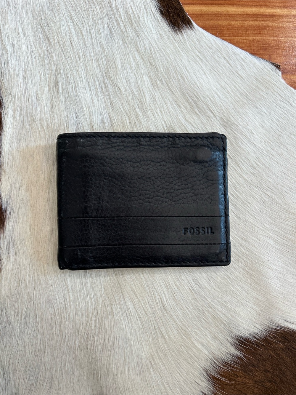 Fossil Bifold Wallet Men’s Pebbled Leather Black